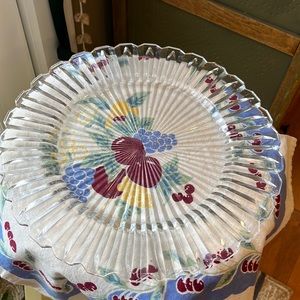 Old Serving Dish Clear Cut Glass Vintage